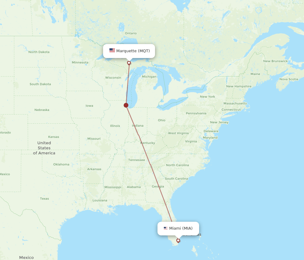 MIA-MQT flight routes