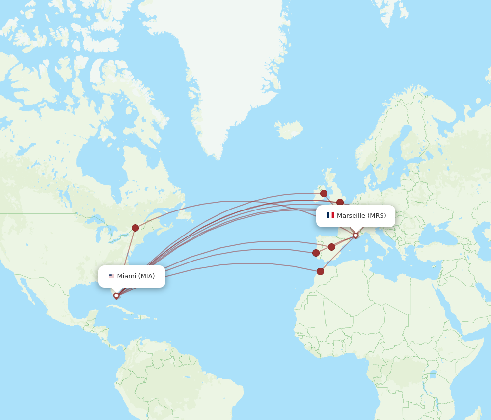 MIA to MRS flights and routes map