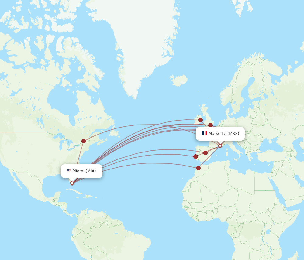 MIA to MRS flights and routes map