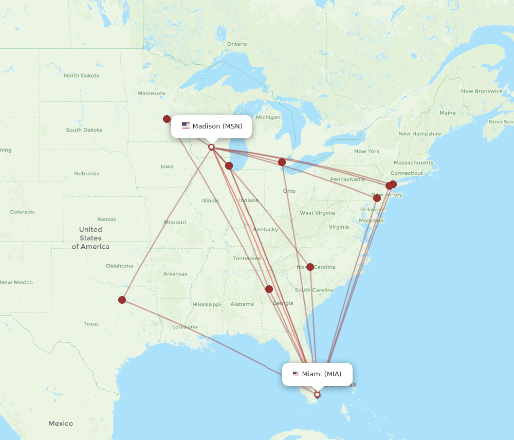 MIA-MSN flight routes