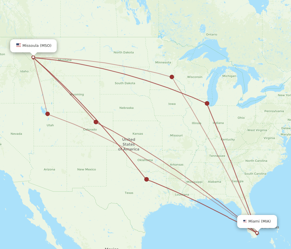 MIA-MSO flight routes