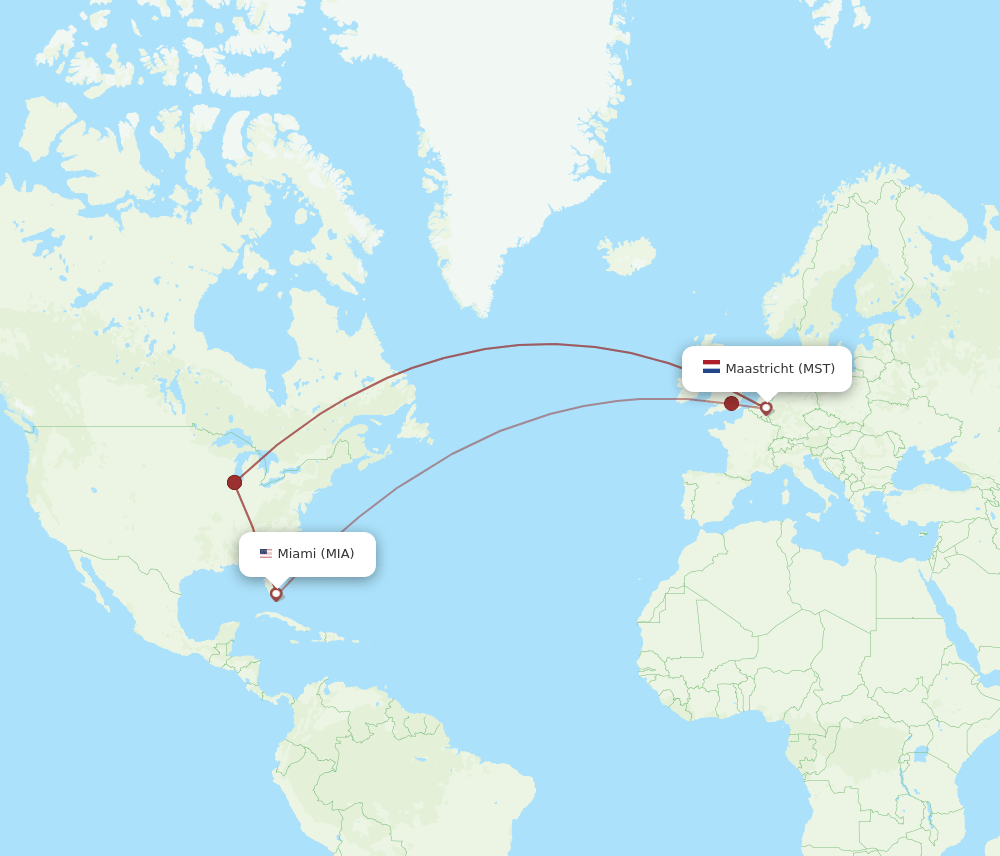 MIA-MST flight routes
