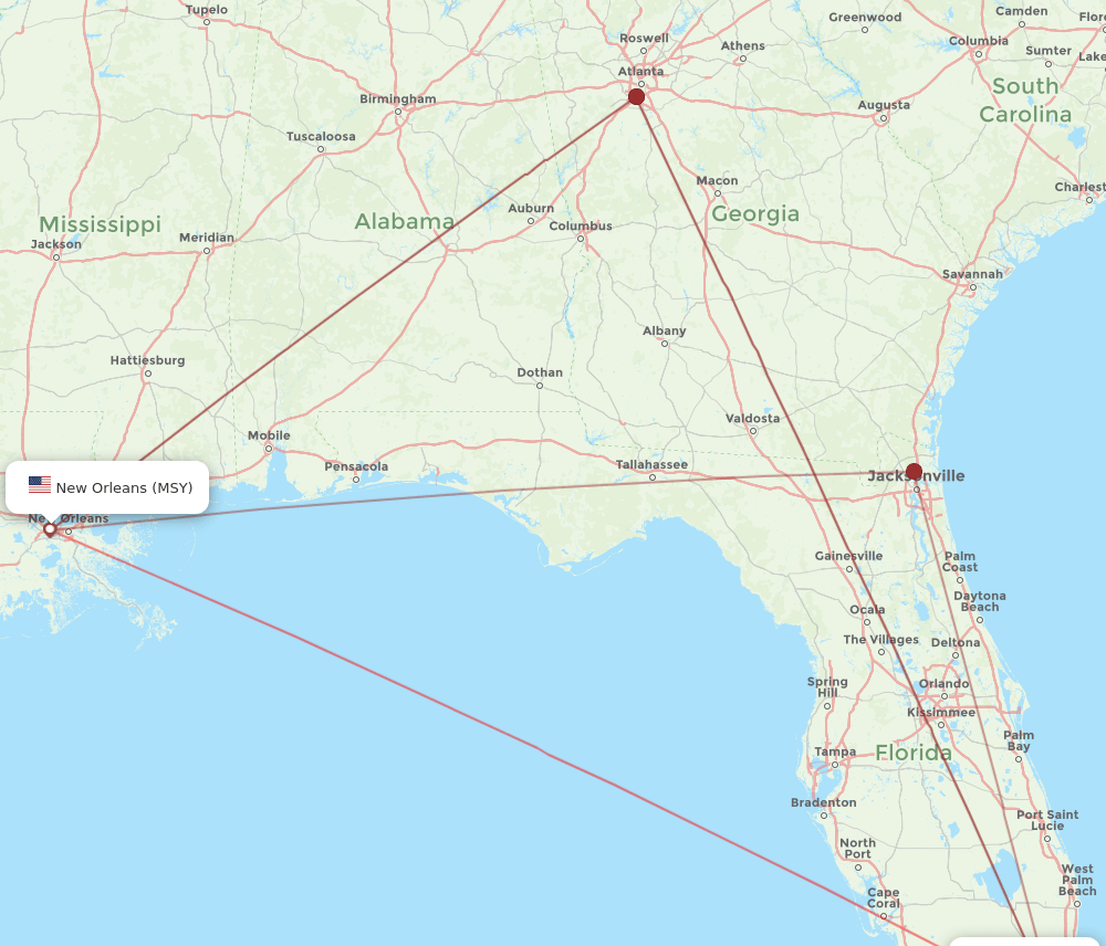 MIA-MSY flight routes
