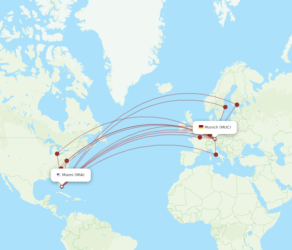 MIA-MUC flight routes