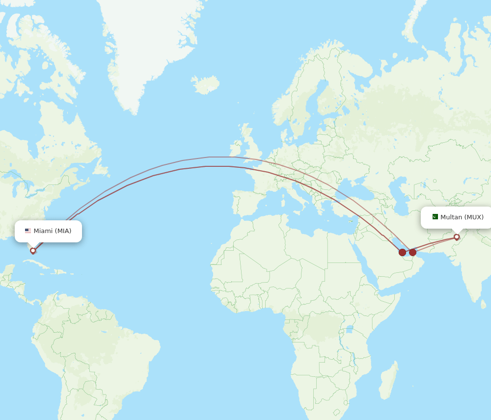 MIA-MUX flight routes