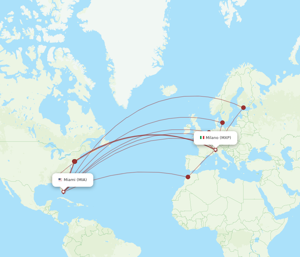 MIA-MXP flight routes