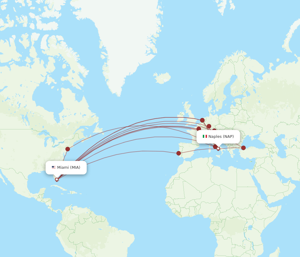 MIA-NAP flight routes