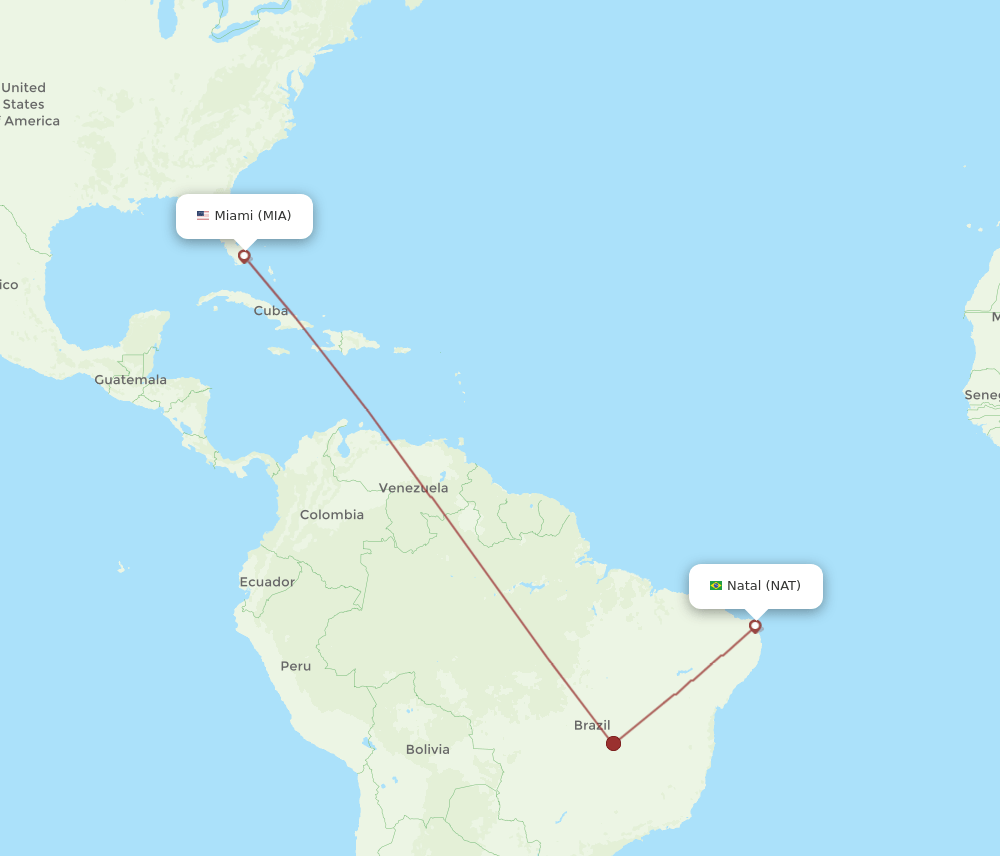 MIA-NAT flight routes