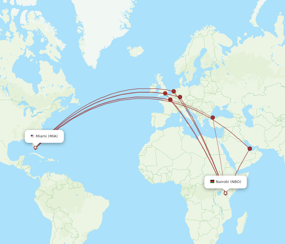 MIA-NBO flight routes