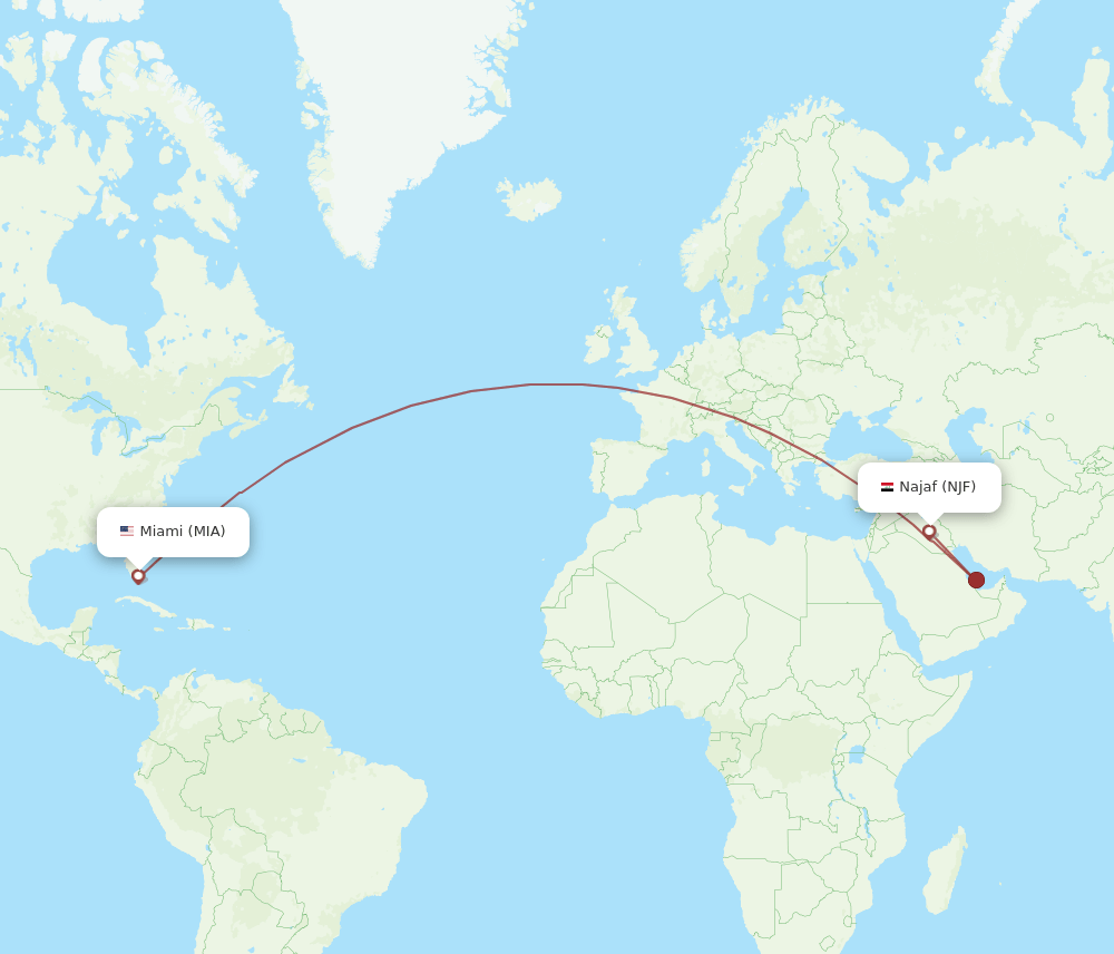 MIA-NJF flight routes