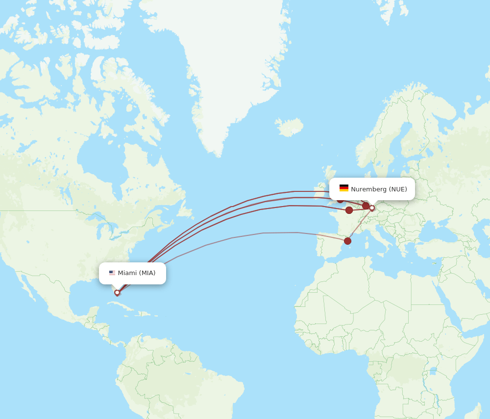 MIA-NUE flight routes