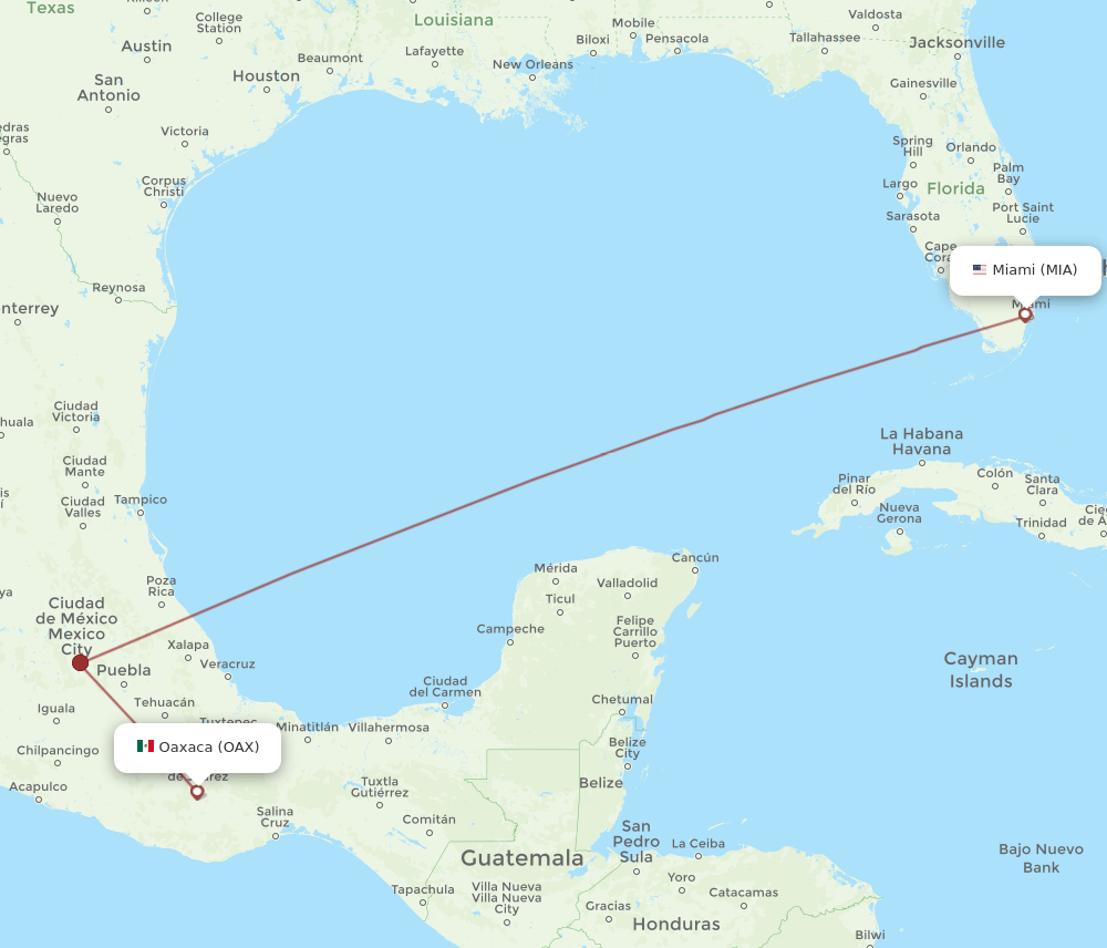 MIA-OAX flight routes