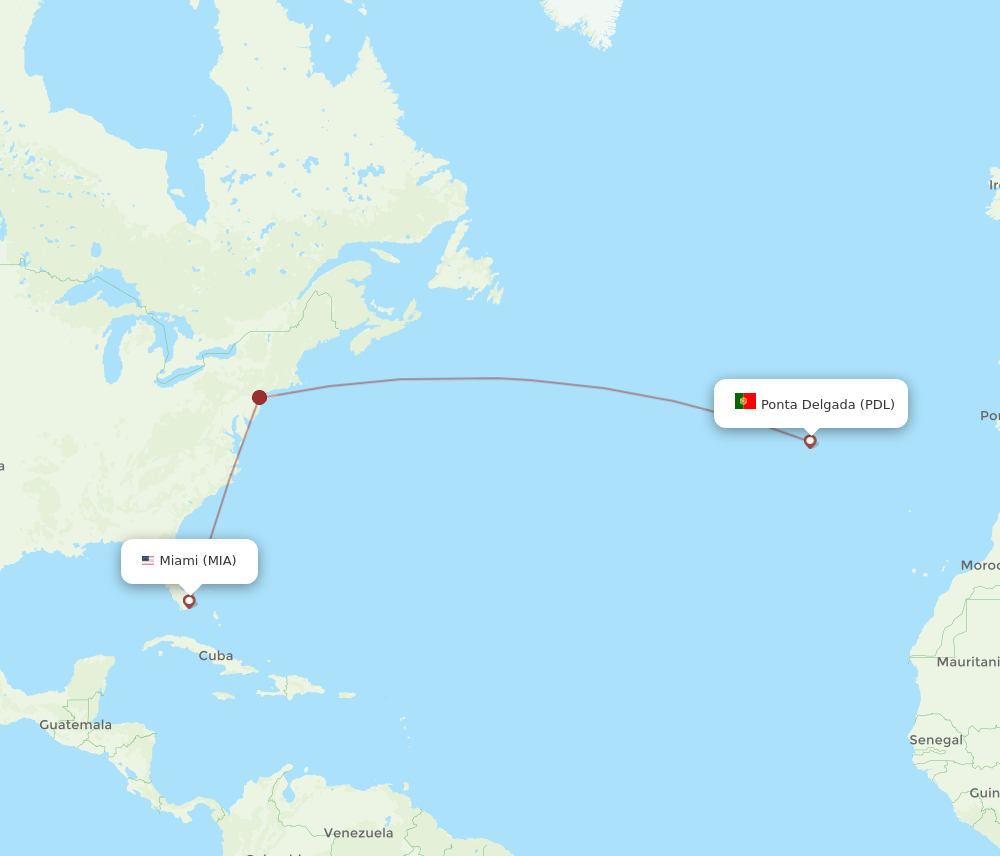 MIA-PDL flight routes