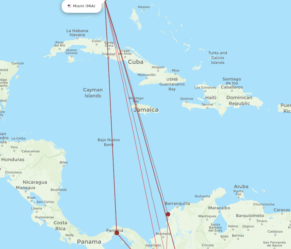 MIA-PEI flight routes