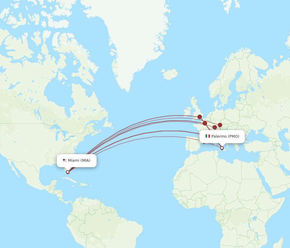 MIA-PMO flight routes