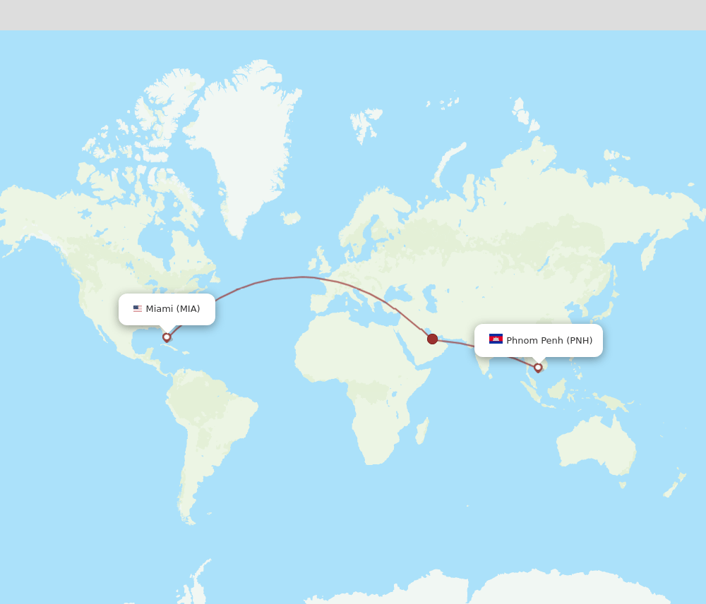 PNH to MIA flights and routes map