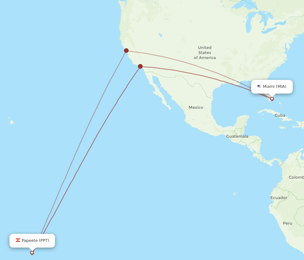 MIA-PPT flight routes