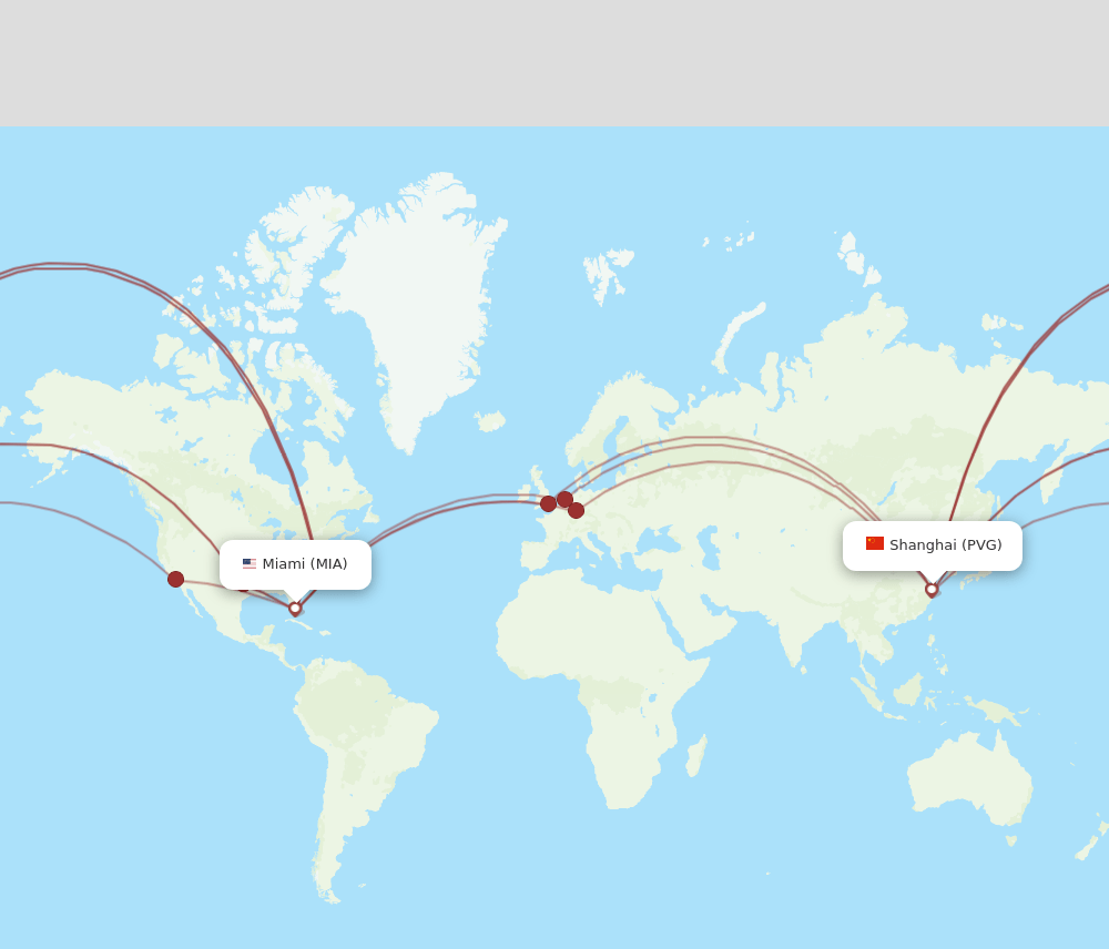 MIA-PVG flight routes