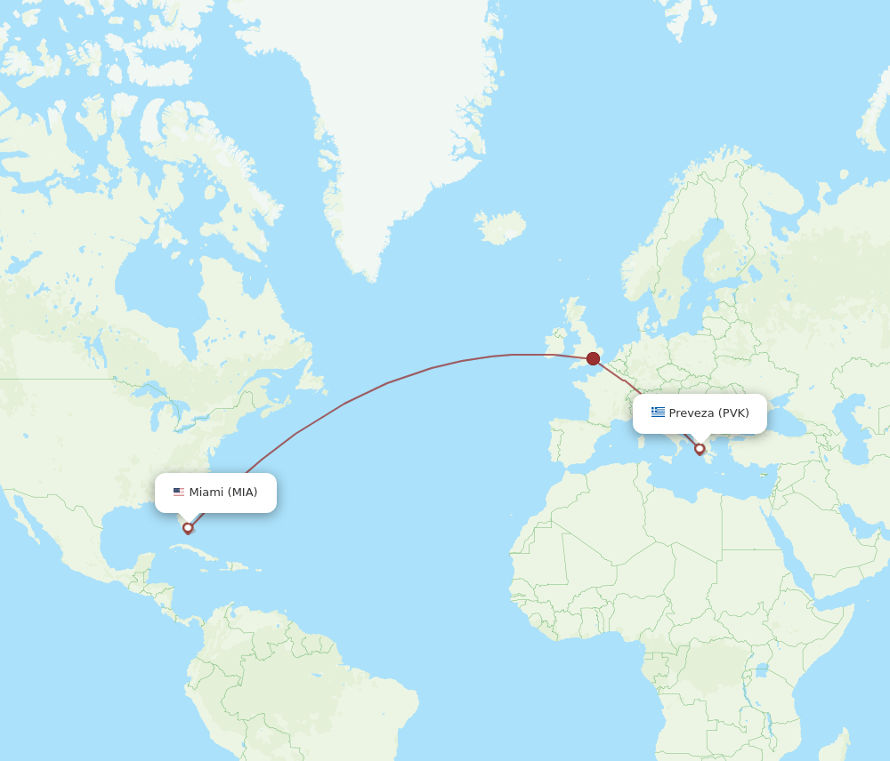 MIA-PVK flight routes