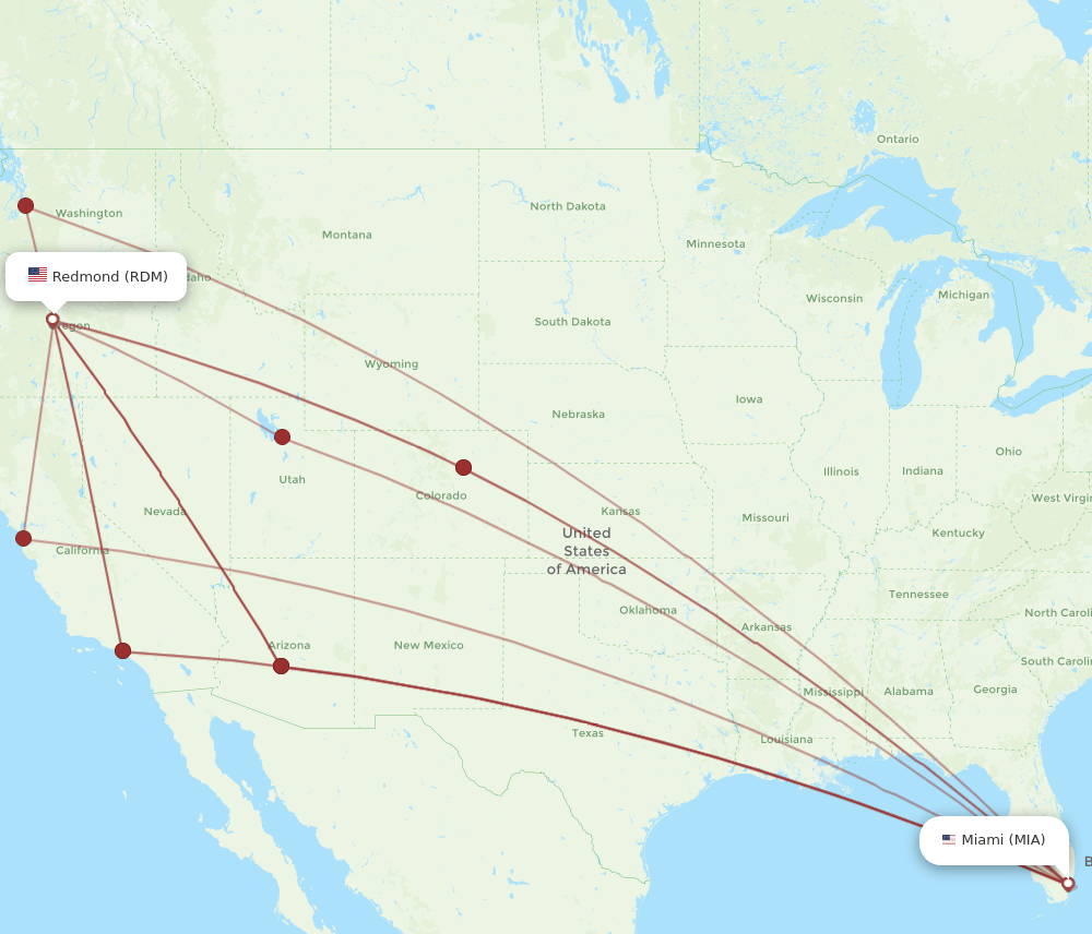 MIA-RDM flight routes