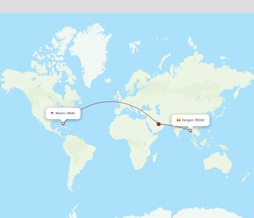 MIA to RGN flights and routes map