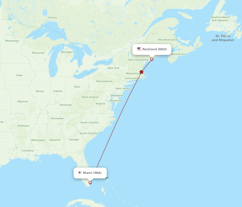 MIA-RKD flight routes