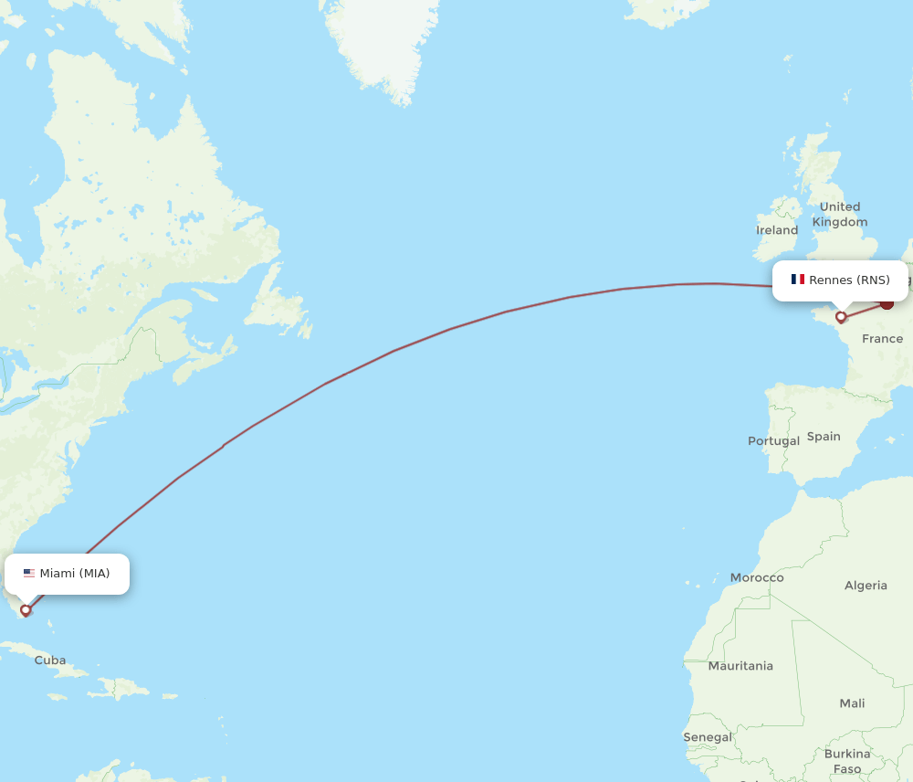 MIA-RNS flight routes