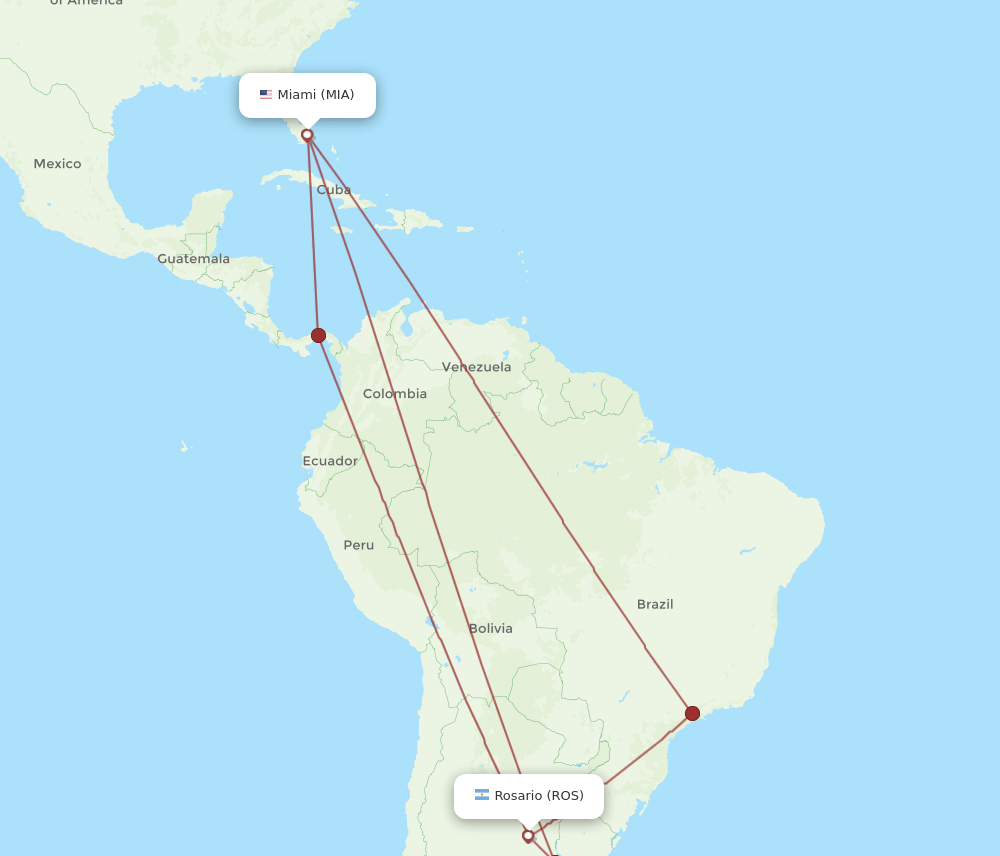 MIA-ROS flight routes