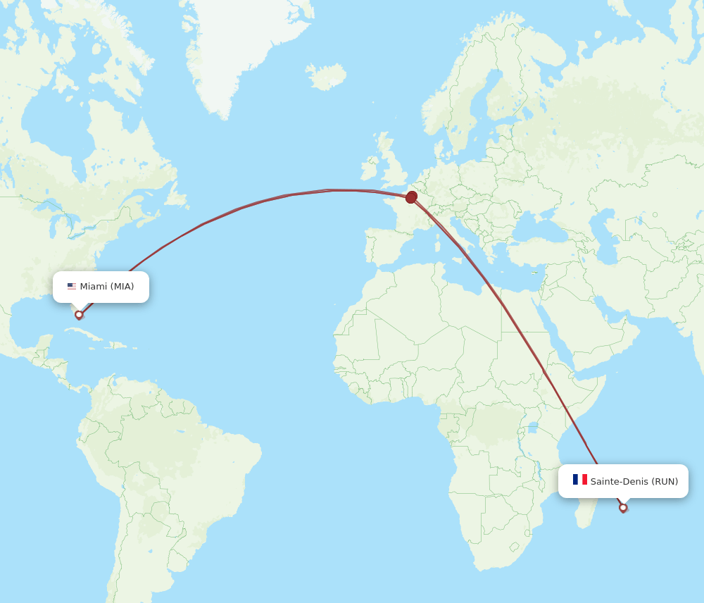 MIA-RUN flight routes