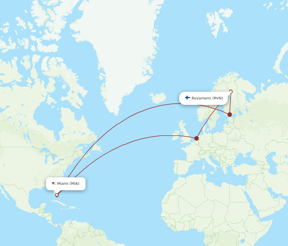MIA-RVN flight routes
