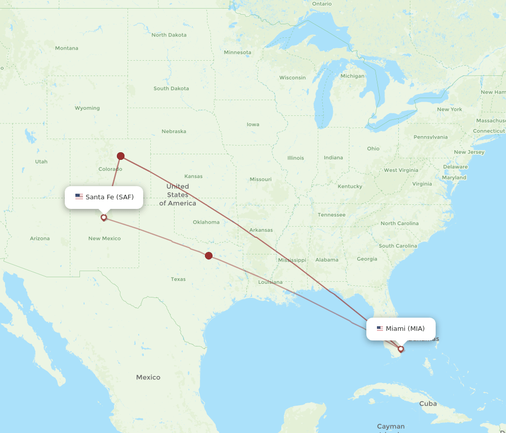 MIA to SAF flights and routes map