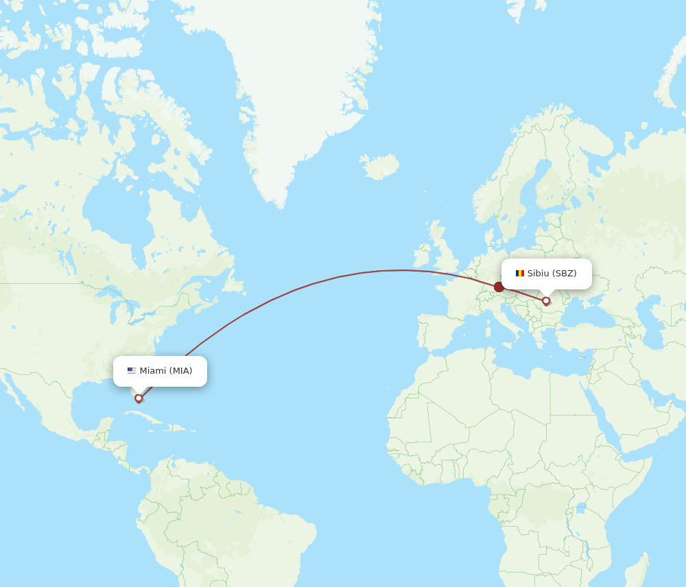 MIA-SBZ flight routes