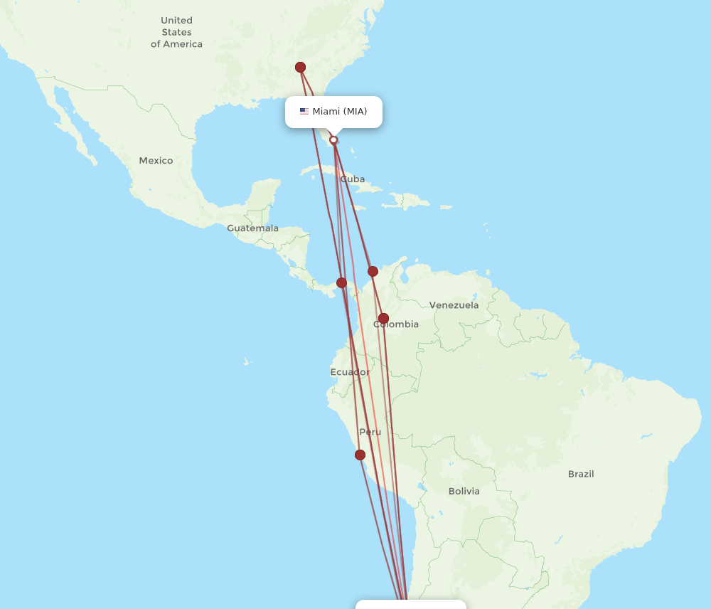 MIA-SCL flight routes