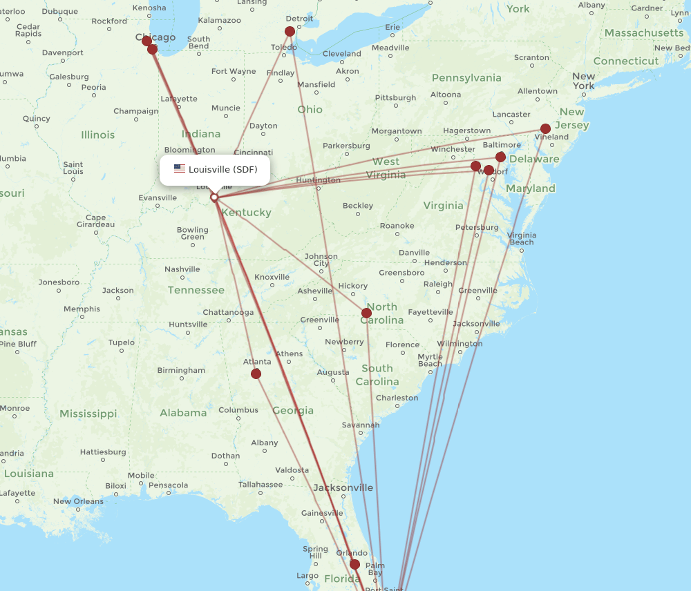 MIA-SDF flight routes
