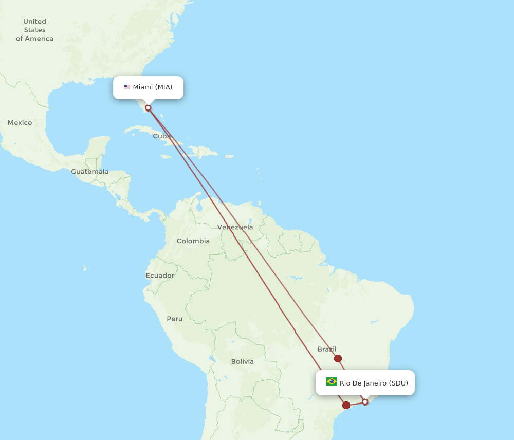 MIA-SDU flight routes
