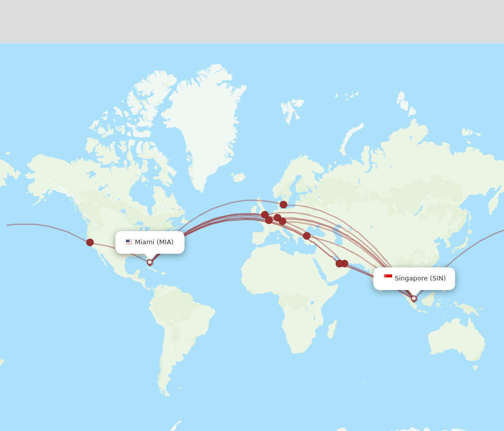 MIA to SIN flights and routes map