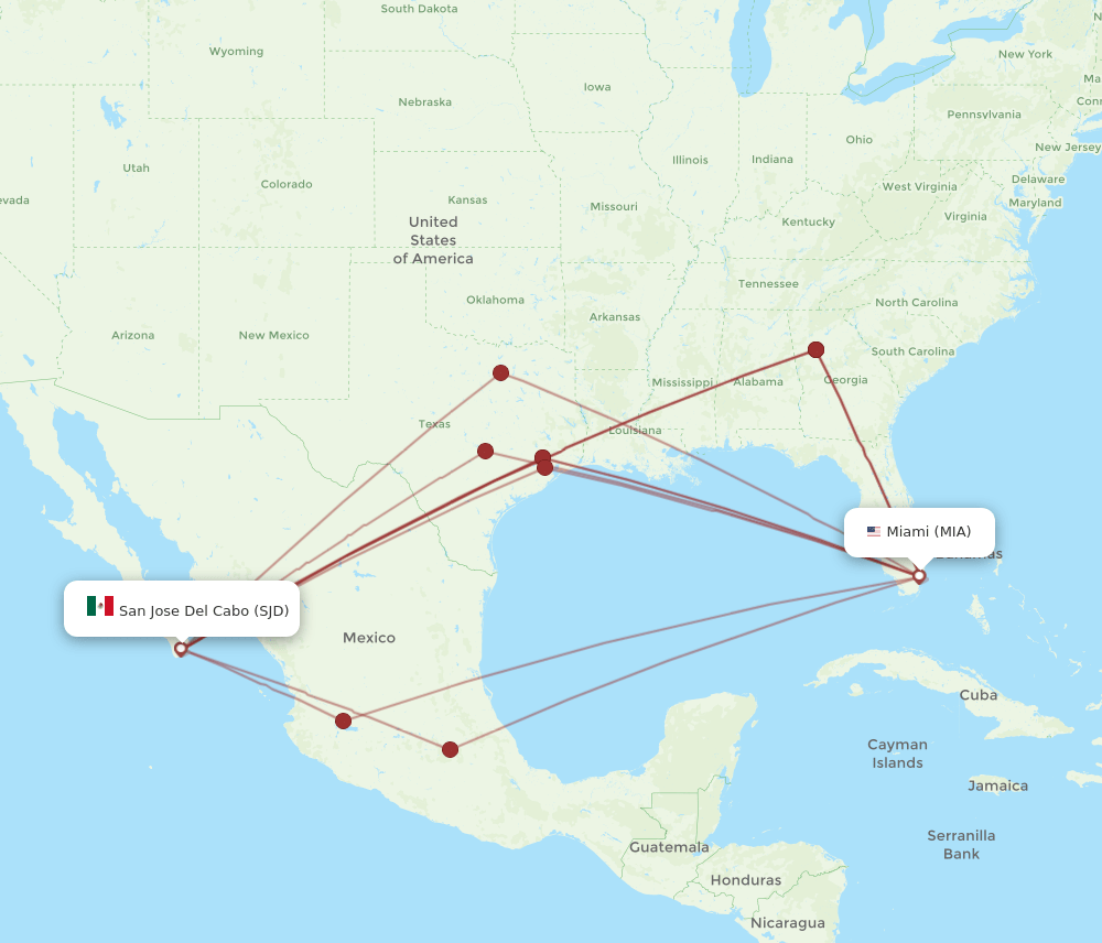 MIA-SJD flight routes