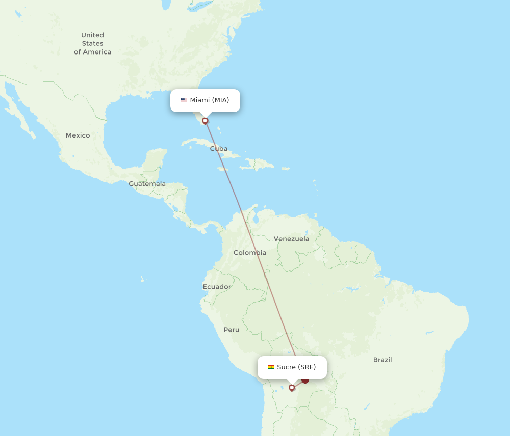 MIA to SRE flights and routes map