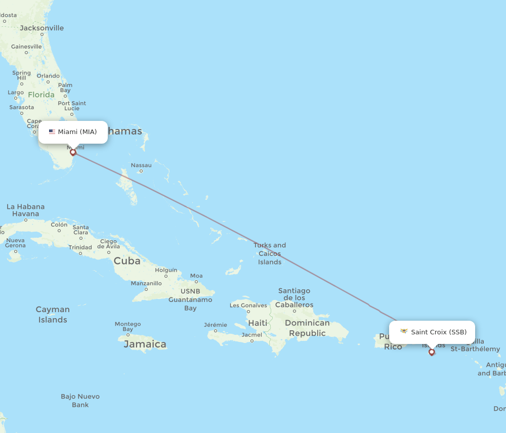 MIA-SSB flight routes
