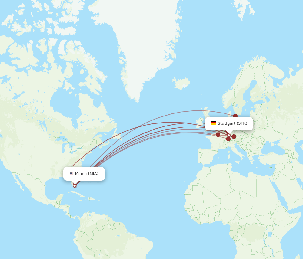 MIA-STR flight routes