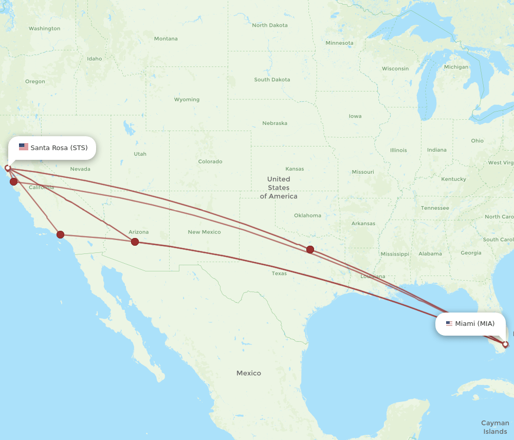 MIA-STS flight routes