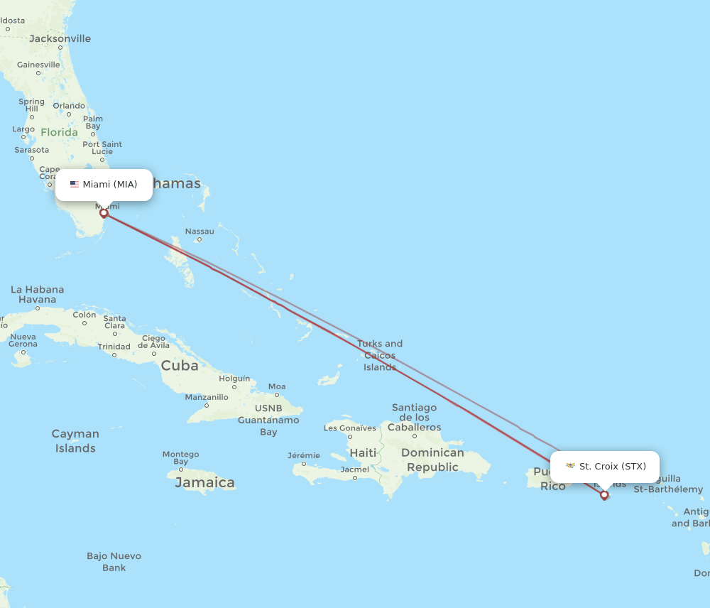 MIA-STX flight routes