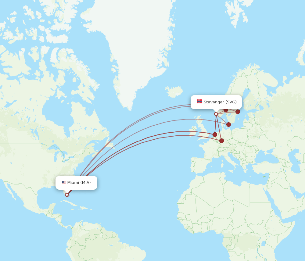 MIA-SVG flight routes