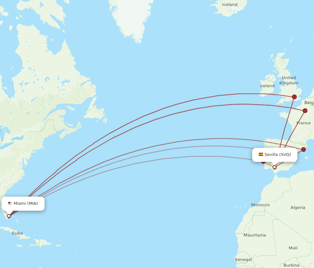 MIA-SVQ flight routes
