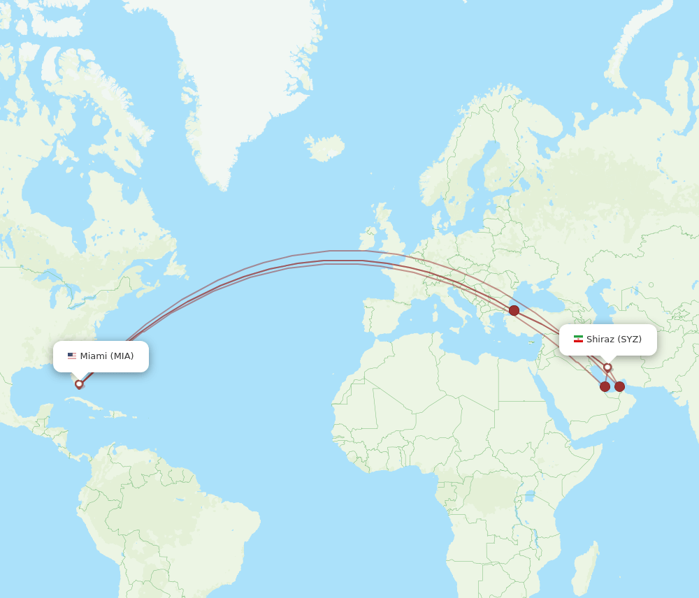 MIA-SYZ flight routes