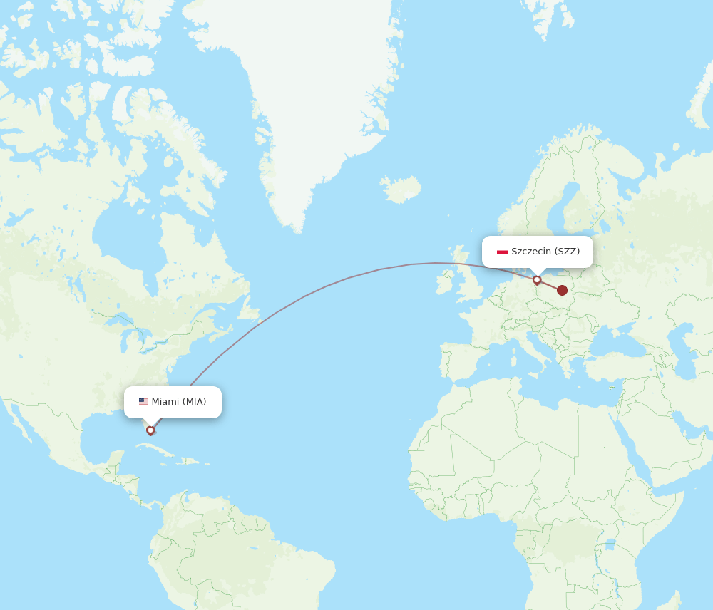 MIA-SZZ flight routes