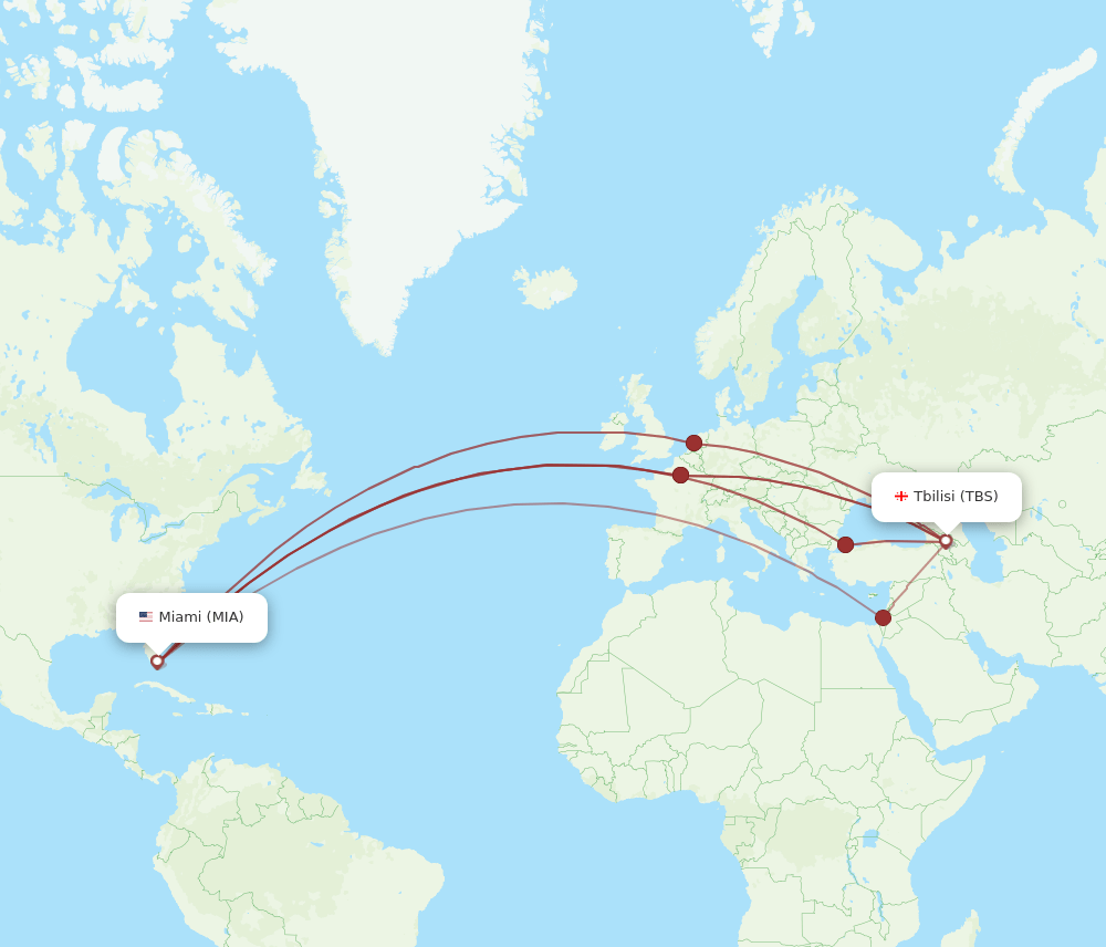 MIA-TBS flight routes