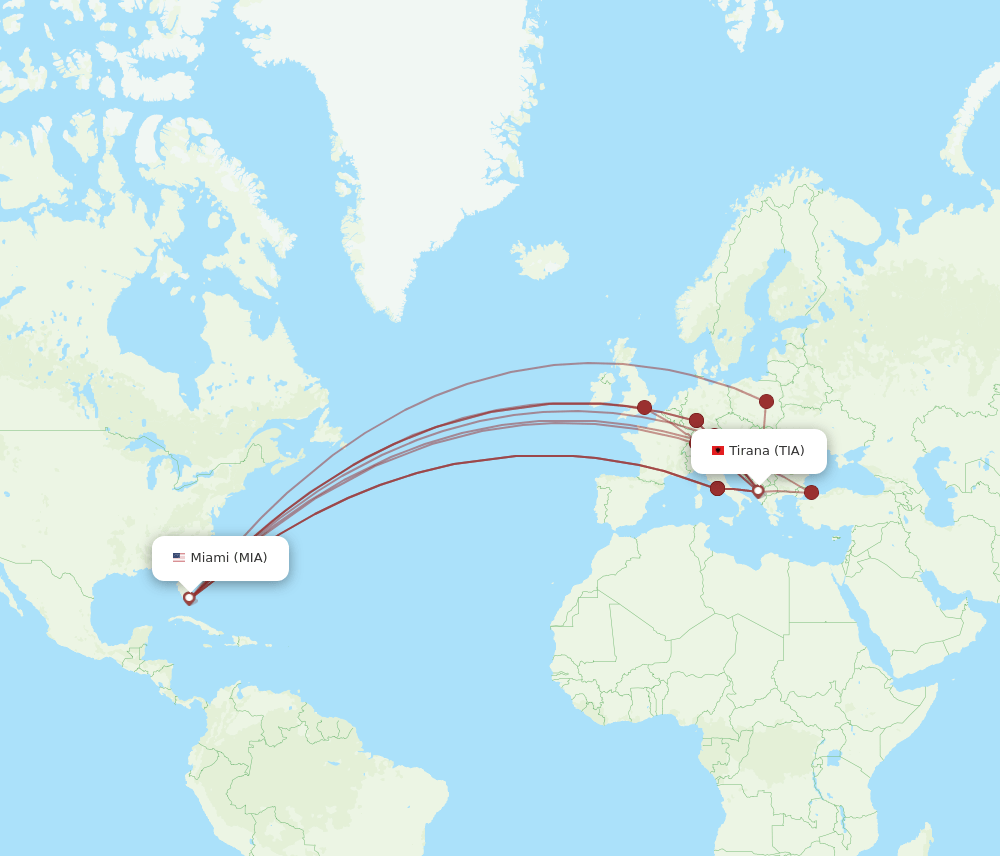 MIA-TIA flight routes