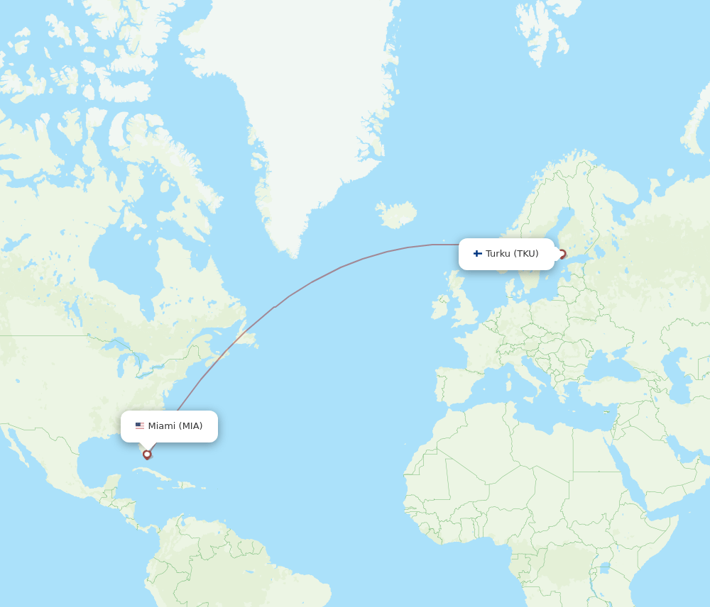 MIA-TKU flight routes