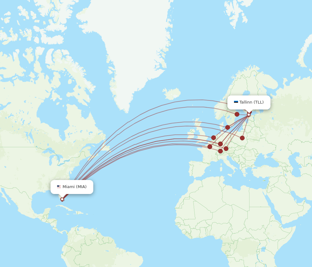 MIA-TLL flight routes